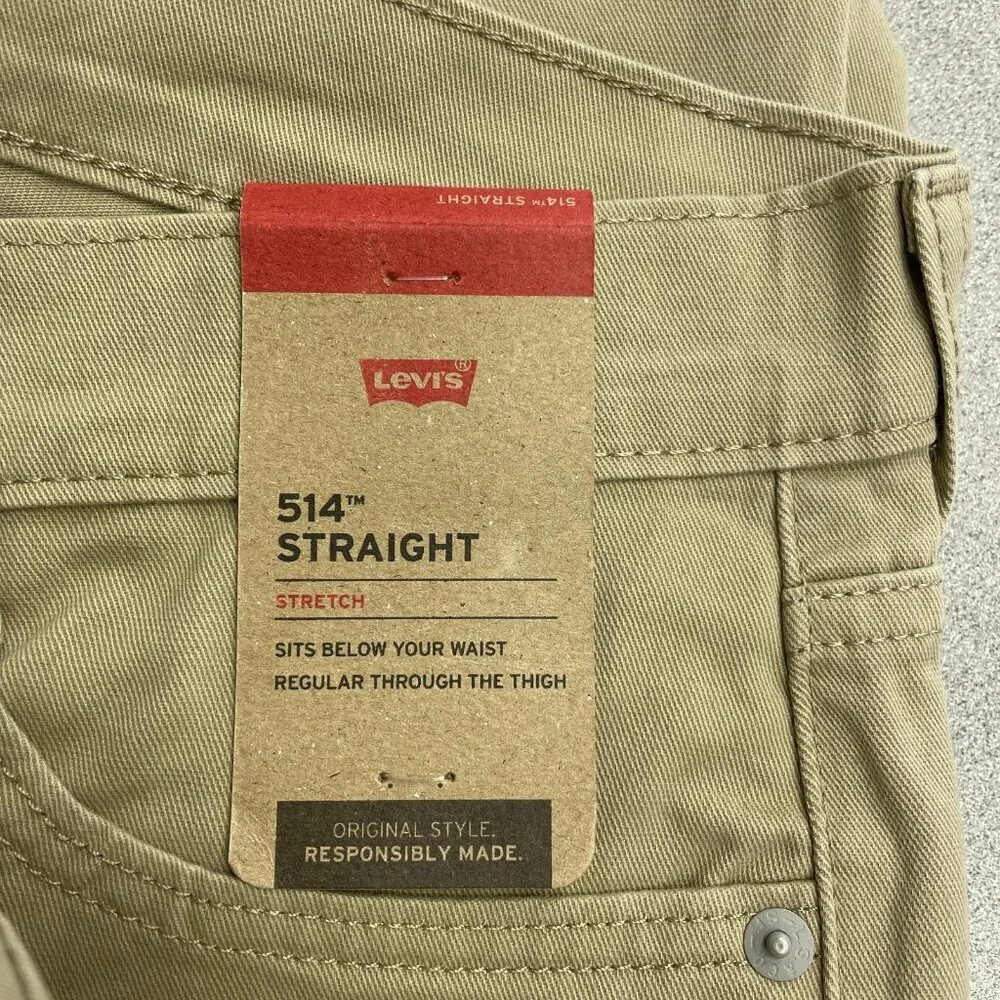 NEW Levis 514 Men's W30 L29 Straight Stretch Khaki Pants Regular Fit G1664